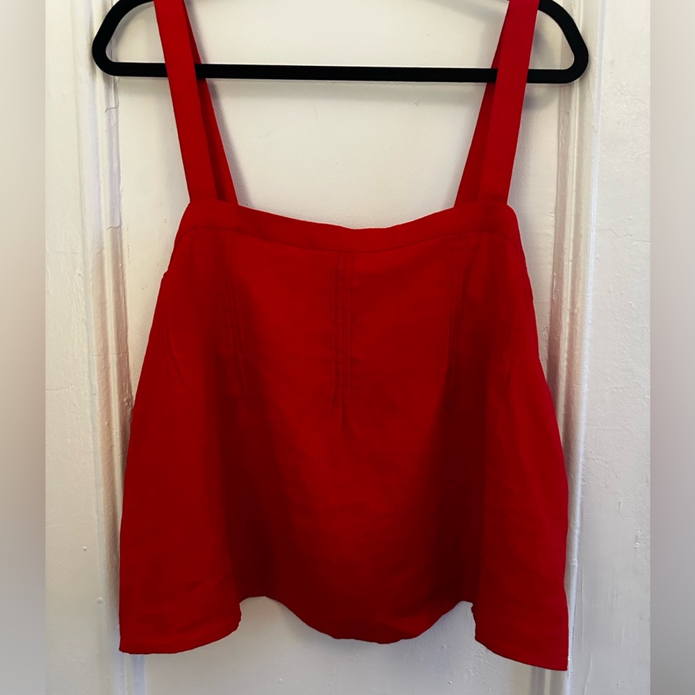 J. Crew - NWOT - Bow-Back Linen Top - Red - Size L